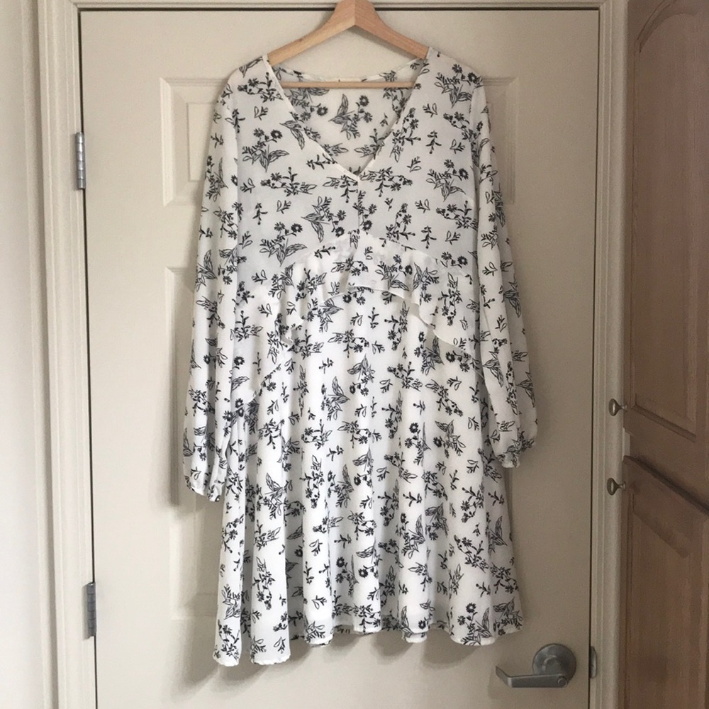 white & black dress